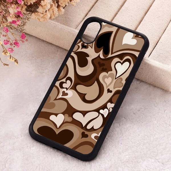 Brown Hearts iPhone Case