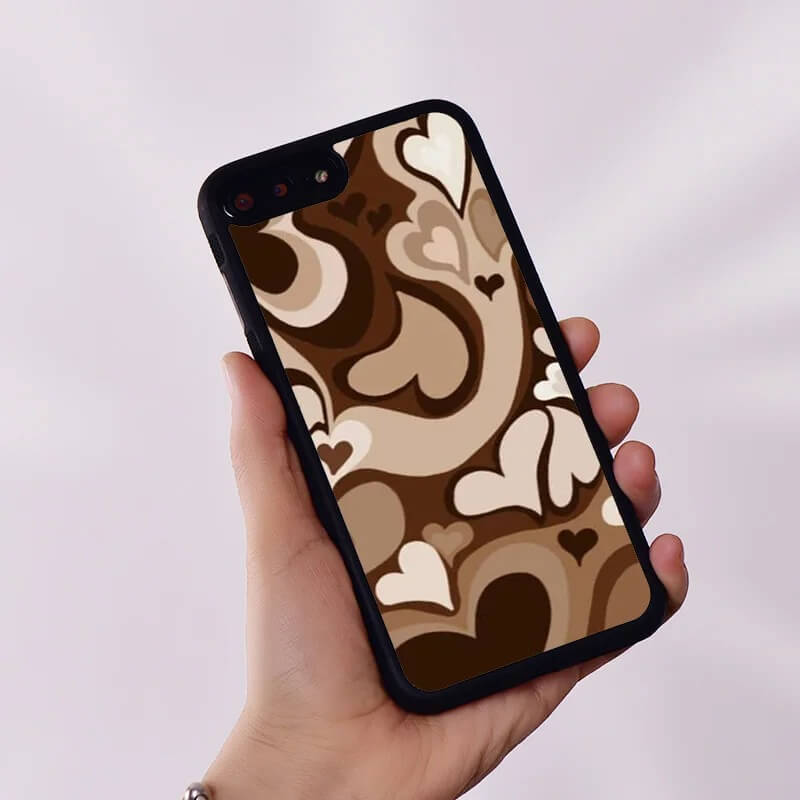 Brown Hearts iPhone Case