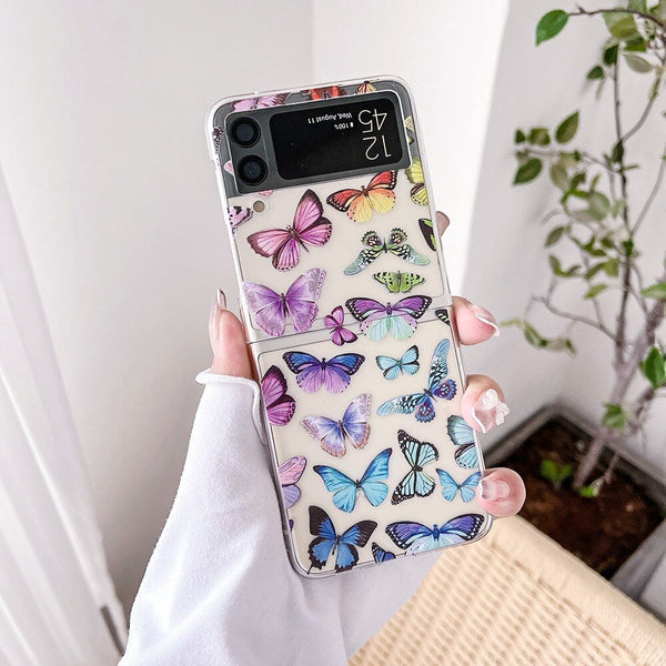 Cute Samsung Z Flip Case "Butterflies" with Strap