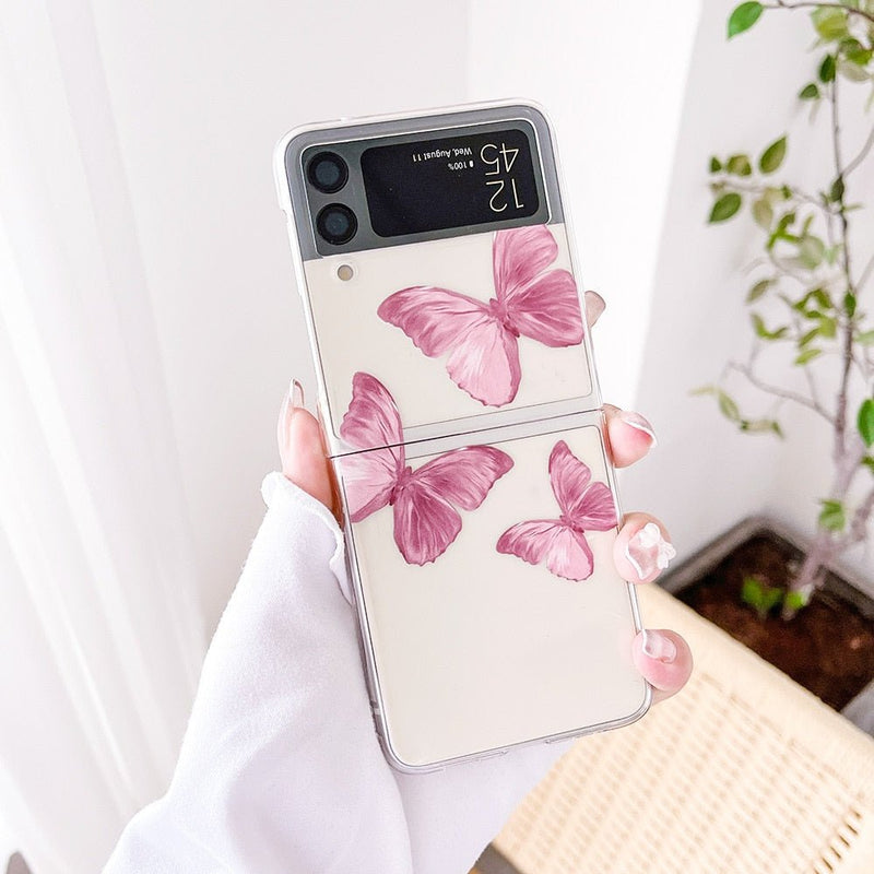 Cute Samsung Z Flip Case "Butterflies" with Strap