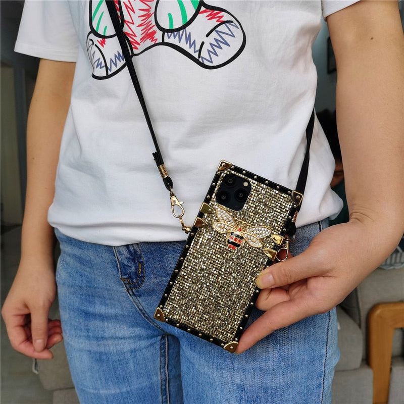 iPhone Case with Bee & Strap "Pyrite"