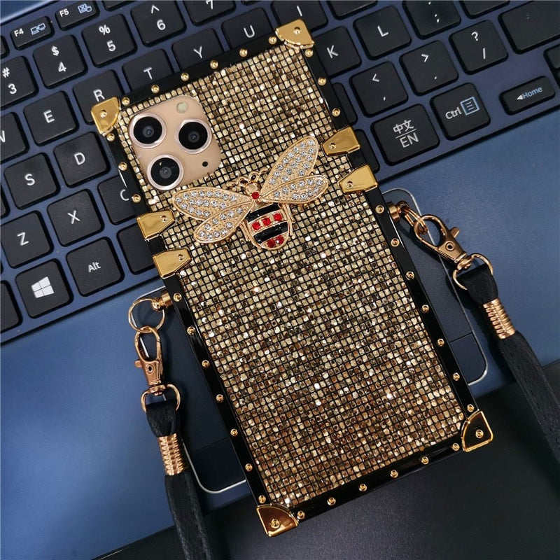 iPhone Case with Bee & Strap "Pyrite"