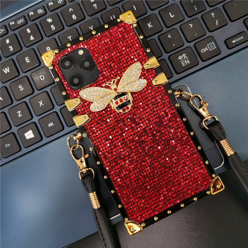 iPhone Case with Bee & Strap "Ruby"