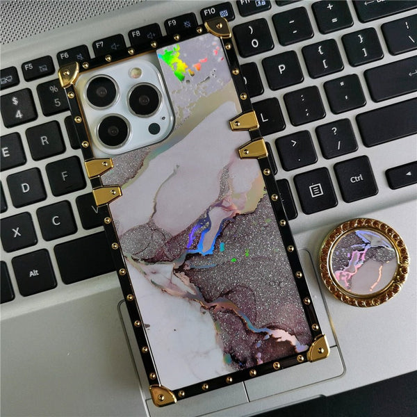 Samsung Case with Ring "Gray Watercolor"