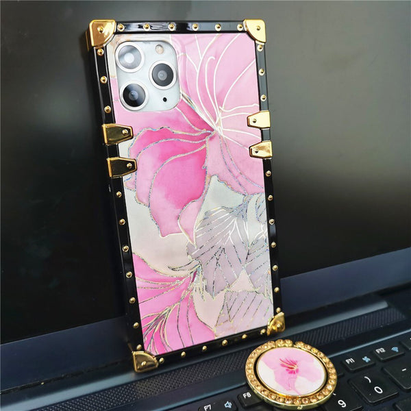 Samsung Case with Ring "Pink Hibiscus"